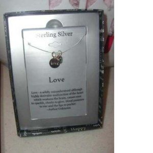 Sterling Silver Necklace 18" Chain & 14K Gold 3 Pc Love Heart Charm Pendant